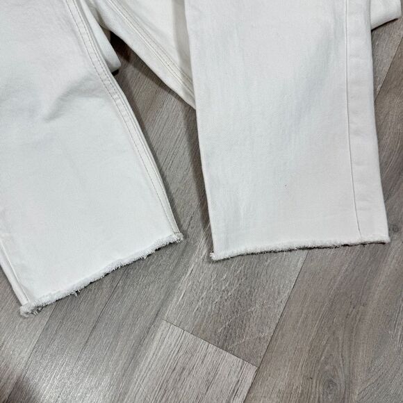 TopShop High Rise Raw Hem Cropped Straight Leg Jeans White Ivory 28 Tall - Picture 8 of 15